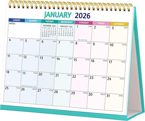 تقويم المكتب 2026 - تقويم سطح المكتب القابل للطي 2026، 12 شهرًا يناير 2026 - ديسمبر 2026، 11 بوصة × 8.5 بوصة، كبير مع ملاحظات، المهام الواجبة، نظرة عامة سنوية، ورق سميك، رائع لسهولة التخطيط - متعدد الألوان in Saudi Arabia