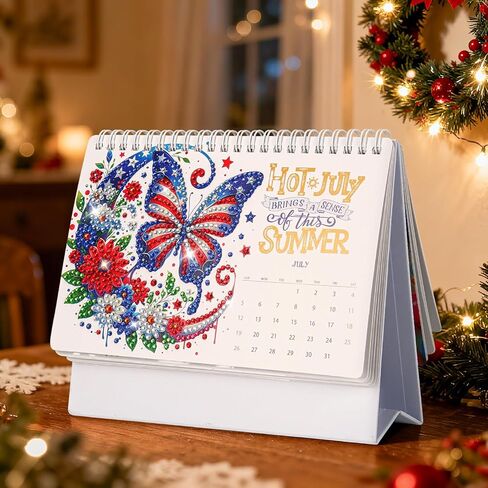 تقويم مكتب الرسم الفني الماسي 2026، تقويم شهري على سطح الطاولة مع مجموعة أدوات DIY لتزيين سطح المكتب والمنزل، هدية فنية ماسية سهلة الصنع in Saudi Arabia