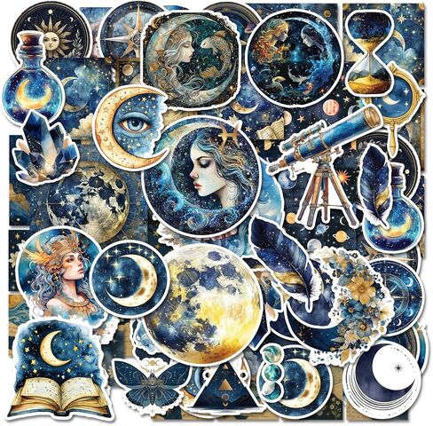 115PCS Celestial Stickers for Scrapbooking Journaling, Astronomy Space Stickers, Galaxy Planet Moon Star Sticker, Vintage Cosmic Decals for Laptops, Water Bottles, Journals & Crafts in Kuwait
