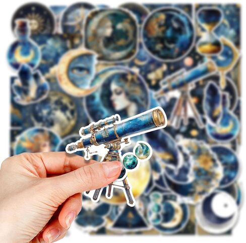 115PCS Celestial Stickers for Scrapbooking Journaling, Astronomy Space Stickers, Galaxy Planet Moon Star Sticker, Vintage Cosmic Decals for Laptops, Water Bottles, Journals & Crafts in Kuwait