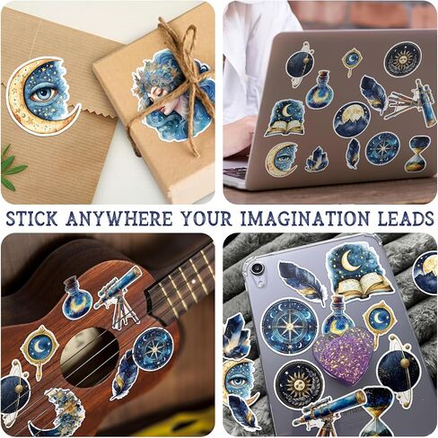 115PCS Celestial Stickers for Scrapbooking Journaling, Astronomy Space Stickers, Galaxy Planet Moon Star Sticker, Vintage Cosmic Decals for Laptops, Water Bottles, Journals & Crafts in Kuwait