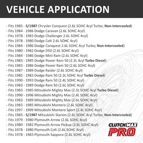 مجموعة القابض ClutchMaxPRO شديدة التحمل OEM متوافقة مع 1979-1999 Arrow Caravan Challenger Colt Conquest D50 Ram 50 Mighty Max Montero Sapporo 2.3L 2.4 2.6L (CP05041HD-CK) in Saudi Arabia