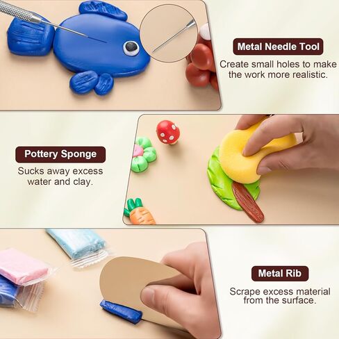 Amrules Clay Tools Kit, 27 PCS Pottery Tools, Practical Polymer Clay Sculpting Tools Kit, Air Dry Clay Tools Set for Kids, Adults, Pottery Craft, Dotting, Carving, Drawing, Molding, Modeling, Shaping in Saudi Arabia