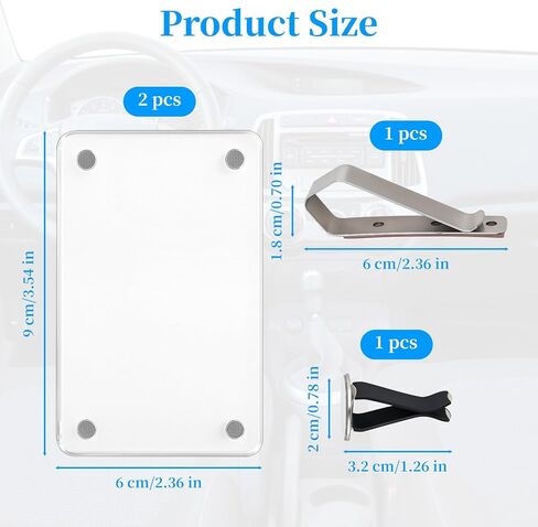 حامل صور السيارة الشفاف، قطعتان من حامل صور السيارة، مشبك قناع السيارة، إطار صورة السيارة/حامل صور مغناطيسي أكريليك مخصص لأي طراز سيارة، عرض الصور الشخصية أو العائلية in Kuwait