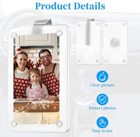 حامل صور السيارة الشفاف، قطعتان من حامل صور السيارة، مشبك قناع السيارة، إطار صورة السيارة/حامل صور مغناطيسي أكريليك مخصص لأي طراز سيارة، عرض الصور الشخصية أو العائلية in Kuwait