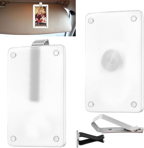 حامل صور السيارة الشفاف، قطعتان من حامل صور السيارة، مشبك قناع السيارة، إطار صورة السيارة/حامل صور مغناطيسي أكريليك مخصص لأي طراز سيارة، عرض الصور الشخصية أو العائلية in Kuwait