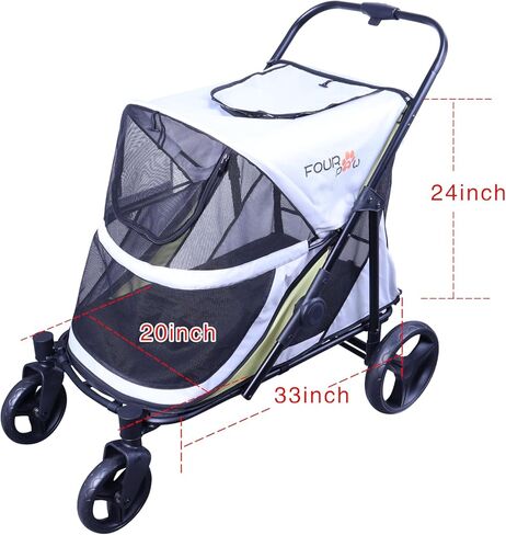 Full-Window Pet Stroller with Lock 4 Wheels for Cats & Dogs, with Storage Basket,Cup Holder, Travel Puppy/Cats Stroller. in Kuwait