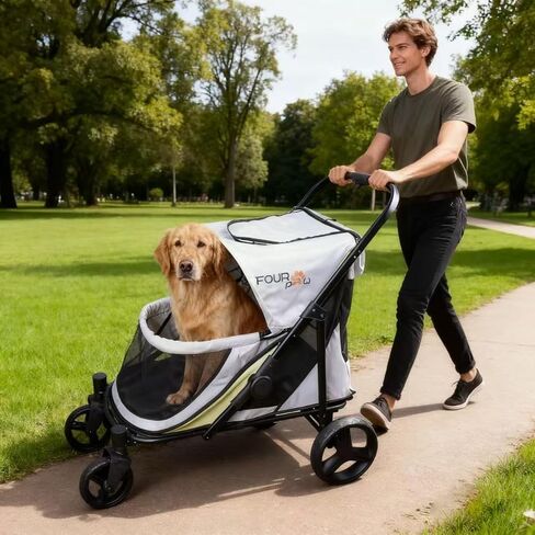 Full-Window Pet Stroller with Lock 4 Wheels for Cats & Dogs, with Storage Basket,Cup Holder, Travel Puppy/Cats Stroller. in Kuwait
