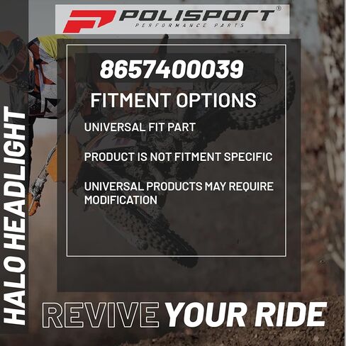 مصباح أمامي Polisport Halo للدراجات النارية والدراجات الترابية والدراجات النارية (MX وEnduro Racing & Riding) - مصباح هالوجين أمامي، نظام تركيب عالمي، معتمد من DOT وECE وSAE - أبيض/أزرق in Saudi Arabia