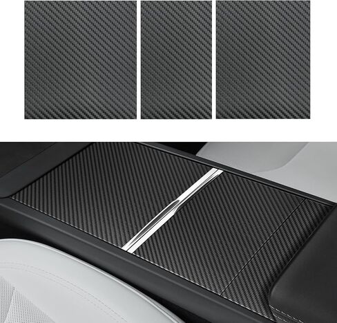 Center Console Wrap Kit: Carbon Fiber Texture Heat Resistant Scratch - Proof Suit for Tesla Model 3 2021-2023 and Model Y 2021-2024 in Saudi Arabia