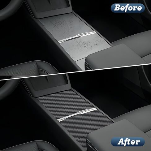 Center Console Wrap Kit: Carbon Fiber Texture Heat Resistant Scratch - Proof Suit for Tesla Model 3 2021-2023 and Model Y 2021-2024 in Saudi Arabia