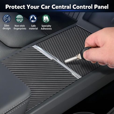 Center Console Wrap Kit: Carbon Fiber Texture Heat Resistant Scratch - Proof Suit for Tesla Model 3 2021-2023 and Model Y 2021-2024 in Saudi Arabia