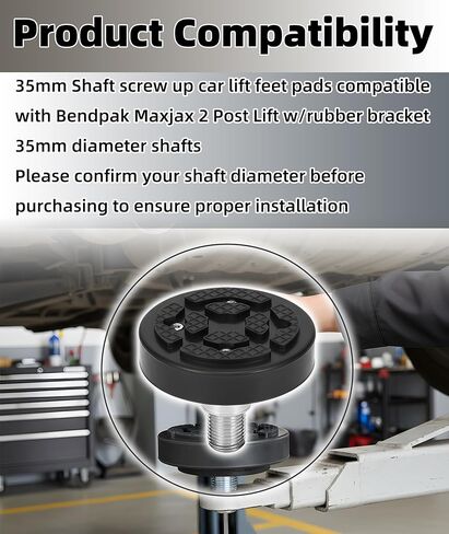 4 قطع من وسادات رفع السيارة بعمود 35 مم متوافقة مع Bendpak Maxjax 2 Post Lift مع دعامة مطاطية، صينية مطاطية لرفع السيارة بطول 4-9 سم (4) in Kuwait