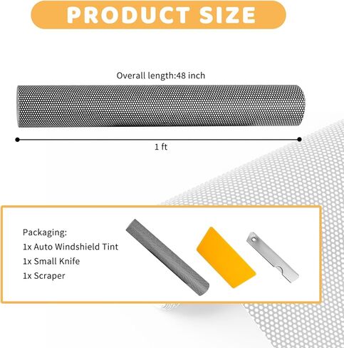 1 Ft*48" Front Windshield Tint Strip,One-Way Perforated Sun Strip for Car Windshield with Honeycomb Design,Self Adhesive Anti-Glare Windshields Tint Strips Fronts for Clear Vision (1ft x 48") in Saudi Arabia