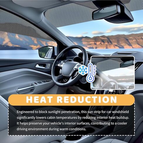 1 Ft*48" Front Windshield Tint Strip,One-Way Perforated Sun Strip for Car Windshield with Honeycomb Design,Self Adhesive Anti-Glare Windshields Tint Strips Fronts for Clear Vision (1ft x 48") in Saudi Arabia