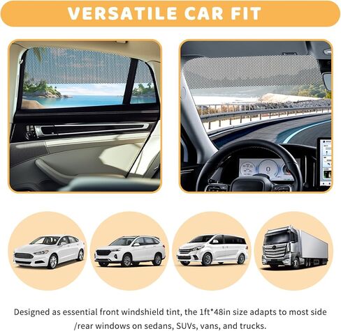 1 Ft*48" Front Windshield Tint Strip,One-Way Perforated Sun Strip for Car Windshield with Honeycomb Design,Self Adhesive Anti-Glare Windshields Tint Strips Fronts for Clear Vision (1ft x 48") in Saudi Arabia