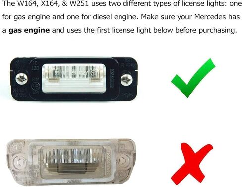 iJDMTOY OEM-Fit 3W Full LED License Plate Light Kit Compatible with Mercedes ML M GL R Class Gasoline Version ONLY, Powered by 3-Piece Osram Xenon White LED & Can-Bus Error Free in Saudi Arabia