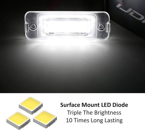 iJDMTOY OEM-Fit 3W Full LED License Plate Light Kit Compatible with Mercedes ML M GL R Class Gasoline Version ONLY, Powered by 3-Piece Osram Xenon White LED & Can-Bus Error Free in Saudi Arabia