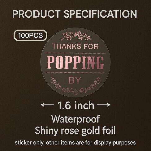 100PCS Ready To Pop Embossed Stickers, Baby Shower Favour Stickers, Thanks for Popping By Stickers, Baby Shower Stickers in Kuwait