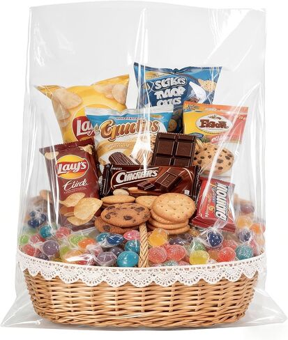 HIPOPBERRY 50pcs 8x11 Inch Clear Cellophane Treat Bags Cello Bags Candy Cookie Packaging Bags for Party Favors,Large Cellophane Bags（No ties in Saudi Arabia