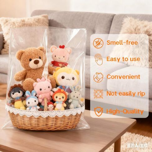 HIPOPBERRY 50pcs 8x11 Inch Clear Cellophane Treat Bags Cello Bags Candy Cookie Packaging Bags for Party Favors,Large Cellophane Bags（No ties in Saudi Arabia
