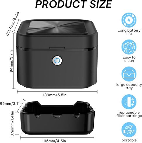 FUKANG Smokeless Ashtray, Multifunctional Smoke Ashtray with USB Rechargeable, HEPA Filter Reduce Smoke for Home,Office(White) in Saudi Arabia