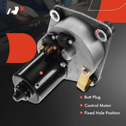 A-Premium Front Windshield Wiper Motor Compatible with Dodge, Chrysler & Plymouth Models - Charger, Town & Country, Challenger, Cordoba, Lebaron, New Yorker, Newport, Diplomat, Magnum & More, 4-Pin in Saudi Arabia
