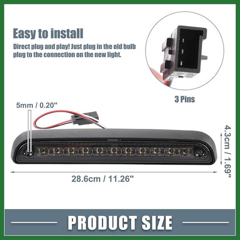 Motoforti LED الثالث 3rd الفرامل ارتفاع جبل وقف ضوء الفرامل الذيل البضائع الخفيفة لفورد F150 1994-1996 الأسود الإسكان المدخن عدسة طويلة الأمد in Saudi Arabia