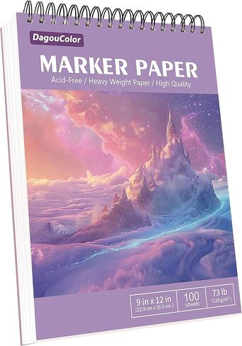 أوراق تحديد الكحول من DagouColor، كتاب رسم قابل للتمزيق مقاس 9 × 12 بوصة، 60 ورقة (120 صفحة) مزدوجة الجوانب، خالية من الأحماض، وسادات تحديد مقاومة للنزيف للفنانين والأطفال البالغين in Kuwait