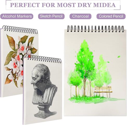 أوراق تحديد الكحول من DagouColor، كتاب رسم قابل للتمزيق مقاس 9 × 12 بوصة، 60 ورقة (120 صفحة) مزدوجة الجوانب، خالية من الأحماض، وسادات تحديد مقاومة للنزيف للفنانين والأطفال البالغين in Kuwait