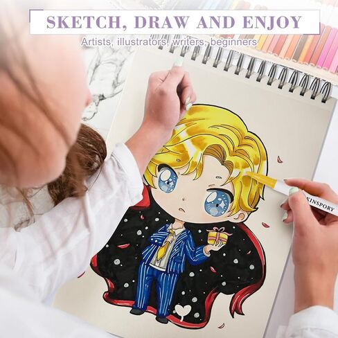 أوراق تحديد الكحول من DagouColor، كتاب رسم قابل للتمزيق مقاس 9 × 12 بوصة، 60 ورقة (120 صفحة) مزدوجة الجوانب، خالية من الأحماض، وسادات تحديد مقاومة للنزيف للفنانين والأطفال البالغين in Kuwait
