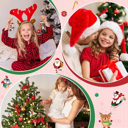 HoniedPepperino عيد الميلاد حبة خشبية مع خيوط - 240 قطعة DIY سانتا كلوز ثلج رجل الزنجبيل رجل قزم حبة إكليل الحرف، عيد الميلاد مزرعة ريفي جولة ديكور الحلي لعيد الميلاد حزب الشتاء المنزل in Saudi Arabia