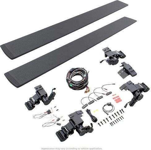 RealTruck Volt Power Running Boards for Chevrolet Silverado & GMC Sierra 2500,3500HD (2015 - 2019) Crew Cab Diesel | Aluminum, Textured Black | 20405187PC | Electric Powerstep & Retractable Steps in Saudi Arabia