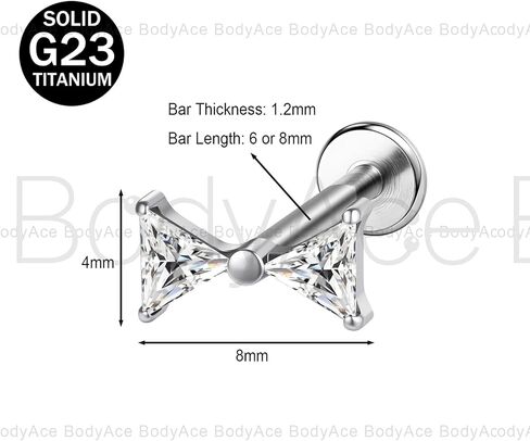 BodyAce F136 Titanium Body Piercing Studs, 16G Flat Back Cartilage Earring Studs with Piercing Taper, Internally Threaded Labret Lip Ring Conch Tragus Stud in Saudi Arabia