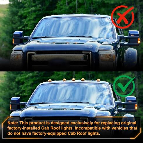 5PCS Amber LED Cab Roof Light Roof Top Clearance Lights Cab Marker Lamp For 1973-1997 Ford F150 F250 F350 F450 Super Duty LED Roof Running Lights Clear Lens in Saudi Arabia