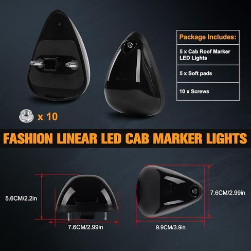 5PCS Amber LED Cab Roof Light Roof Top Clearance Lights Cab Marker Lamp For 1973-1997 Ford F150 F250 F350 F450 Super Duty LED Roof Running Lights Clear Lens in Saudi Arabia