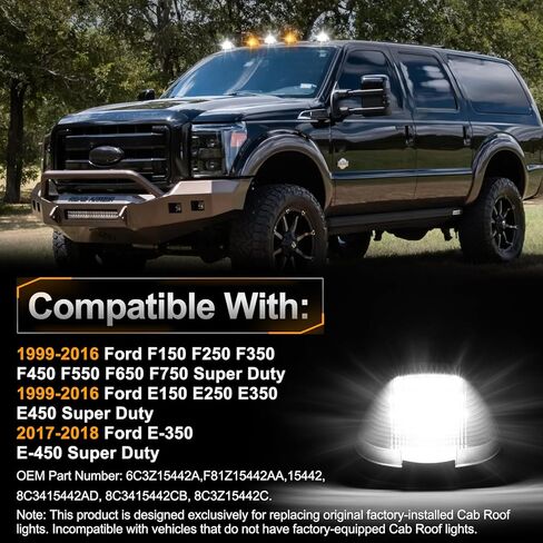 5PCS Amber LED Cab Roof Light Roof Top Clearance Lights Cab Marker Lamp For 1973-1997 Ford F150 F250 F350 F450 Super Duty LED Roof Running Lights Clear Lens in Saudi Arabia