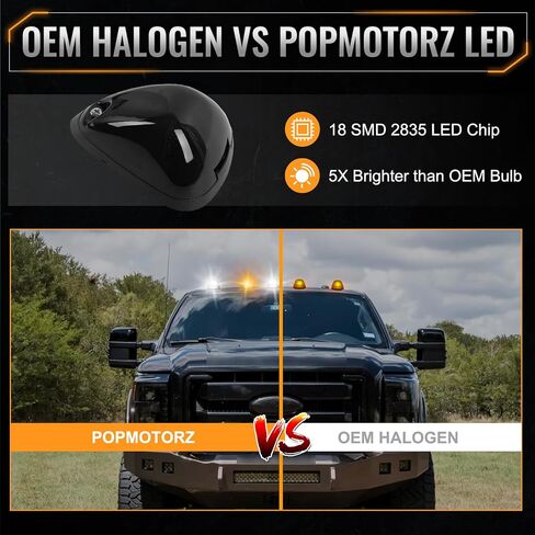 5PCS Amber LED Cab Roof Light Roof Top Clearance Lights Cab Marker Lamp For 1973-1997 Ford F150 F250 F350 F450 Super Duty LED Roof Running Lights Clear Lens in Saudi Arabia