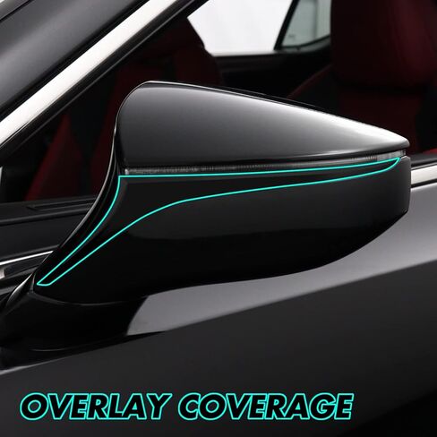 SlickMod Chrome Delete Blackout Vinyl Overlay for 2019-2023 Lexus ES Mirror Trim (Gloss Black, 3. Mirror Trim) in Saudi Arabia