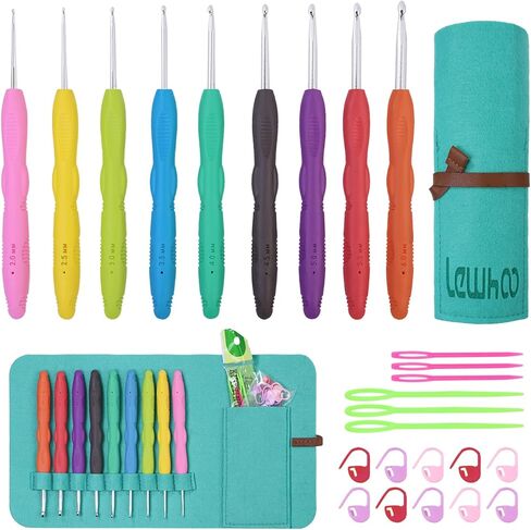 Ergonomic Crochet Hooks Set with Case, 12PCS Crochet Hooks for Arthritic Hands, Size from 0.8mm~6.0mm in Saudi Arabia