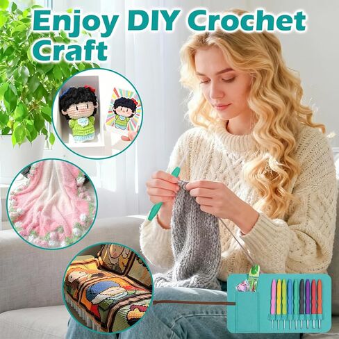Ergonomic Crochet Hooks Set with Case, 12PCS Crochet Hooks for Arthritic Hands, Size from 0.8mm~6.0mm in Saudi Arabia