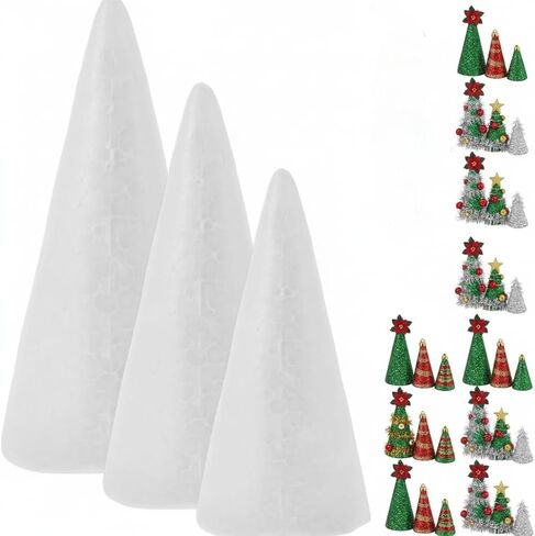 30PCS Christmas Foam Cones for Crafts Xmas Foam Tree Cones for Arts Crafts Wedding Birthday DIY Home Project 2.75inch 3.93 5.90inch in Saudi Arabia