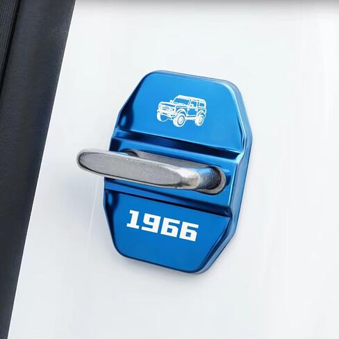 4Pcs Car Lock Latchs Cover Decoration Emblem Decal Fit for Ford Bronco 2 and 4 Door Stainless Steel Door Lock Protection Cover Parts Interior Accessories (Black) in Kuwait