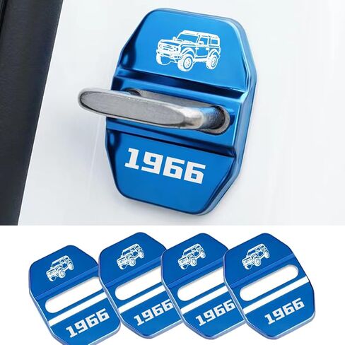 4Pcs Car Lock Latchs Cover Decoration Emblem Decal Fit for Ford Bronco 2 and 4 Door Stainless Steel Door Lock Protection Cover Parts Interior Accessories (Black) in Kuwait