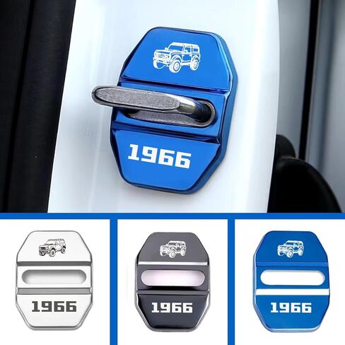 4Pcs Car Lock Latchs Cover Decoration Emblem Decal Fit for Ford Bronco 2 and 4 Door Stainless Steel Door Lock Protection Cover Parts Interior Accessories (Black) in Kuwait