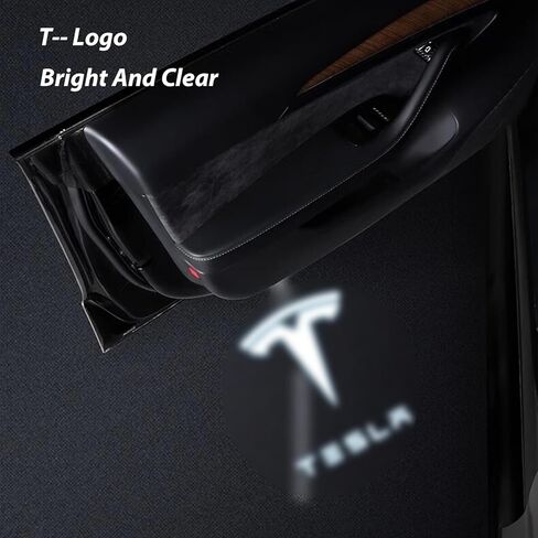 Ultra Bright LED Car Door Logo Projector Puddle Lights Compatible with Tesla Model Y/3/S/X Accessories Light 3D Laser Ghost Shadow Light No Fade 4K-HD Welcome Light (2Pcs) in Saudi Arabia