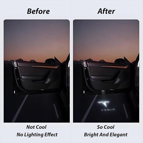 Ultra Bright LED Car Door Logo Projector Puddle Lights Compatible with Tesla Model Y/3/S/X Accessories Light 3D Laser Ghost Shadow Light No Fade 4K-HD Welcome Light (2Pcs) in Saudi Arabia