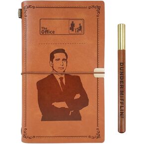 مفكرة يومية جلدية مع قلم من The Office Gifts، بضاعة مكتبية لمحبي البرامج التلفزيونية، بني، 5 × 7.5 بوصة in Kuwait
