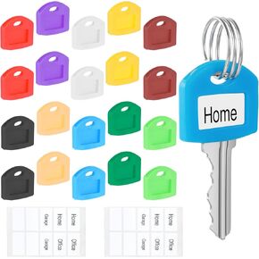 20 Pcs Colored Key Covers 1" Key Identifiers with Labels Keys Covers Caps Cute Keys Color Identifiers Silicone for House (Not for Odd-Shaped) in Kuwait