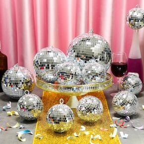 MTLEE 20 Pcs Disco Ball Decoration Ornaments Hanging Mini Mirror Disco Ball with Rope Cake Topper Different Size 70s Disco Themed Party Wedding Christmas Supplies(1.2 Inch) in Saudi Arabia